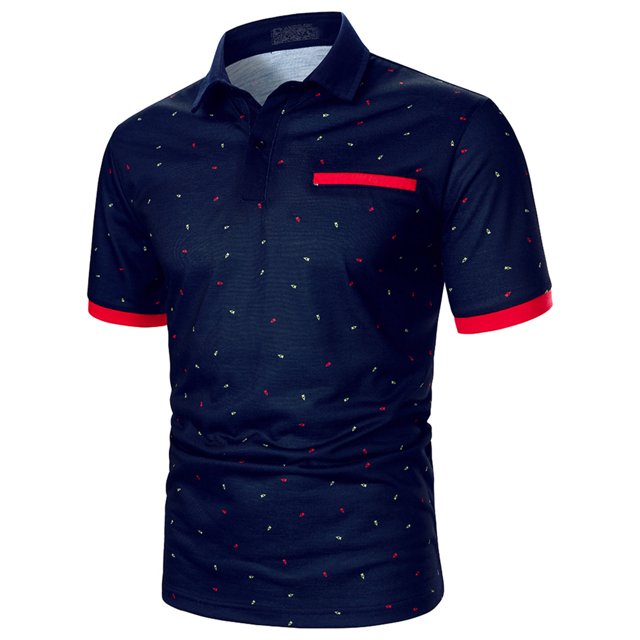 Dvkptbk T-Shirt Décontracté pour Hommes à Manches Courtes Patchwork Col Rabattu en Solde