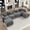 145" Chenille Grey, variant on HJYT-H&K 125" U-Shaped Sectional Couch, Oversized Sectional Couches for Living Room, Corduroy Modular Cloud Sofa with USB, Storage & Cup Holder, Black