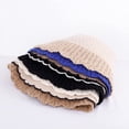 thumbnail image 4 of CoCopeaunts Womens Bucket Hats Knit Splicing Color Autumn Winter Hat Warm Fashion Visors Foldable Basin Hat for Gift Ruffle Brim, 4 of 8