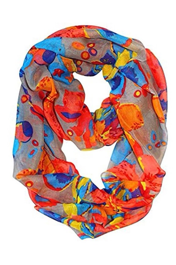 Paint The Town Red Cherry Blossom Floral Infinity Scarves