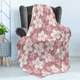 thumbnail image 4 of Flower Soft Flannel Fleece Throw Blanket, Cherry Blossoms Petal Plant Cartoon Children Sakura Floret Season, Cozy Plush for Indoor and Outdoor Use, 50" x 60", Dried Rose White Green, by Ambesonne, 4 of 5
