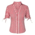 thumbnail image 6 of Women's Oktoberfest Blouse Red White Checked Oktoberfest Folk Festival Theme Party Carnival Checked Buttons Top Men's Tunic, 6 of 6