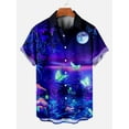 thumbnail image 5 of Camisa de cuello vuelto con estampado 3D de luna y cielo nocturno místico vintage para hombre, camisa informal de manga corta, camisas sueltas de verano para niños, 5 of 5