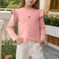 thumbnail image 3 of Gfyviroh Kids Girls Cotton T-shirts Long Sleeve Crew Neck Tops Casual Print Solid Color Pullover Tops,1-10 Years, 3 of 5