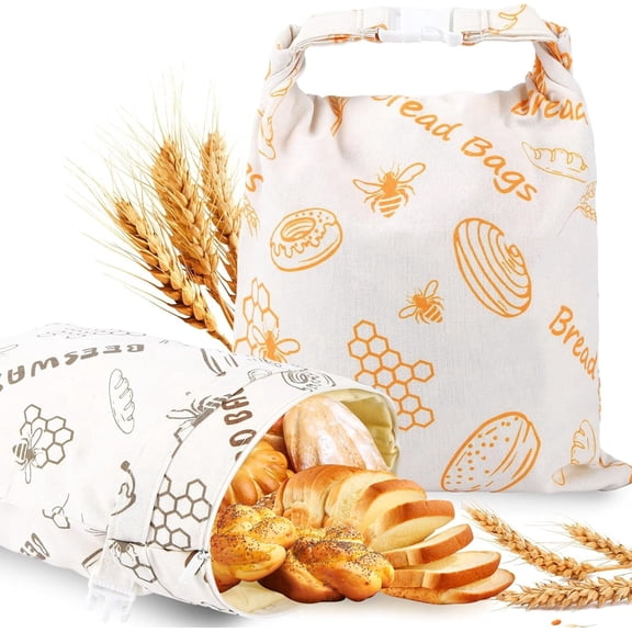 2 Pack Beeswax Bread Bags for Sourdough Homemade Bread, Cotton Lining Reusable Natural Beeswax Bread Storage Bag, Keep Fresh and Large Capacity Portable，Freezer Safe