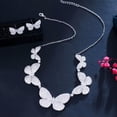 thumbnail image 6 of White Gold CZ Big Butterfly Costume Necklace Stud Earrings Jewelry Set for Women, 6 of 8