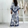 thumbnail image 2 of Morttic Women's Batwing Sleeve Top & Wide Leg Pants Matching Set – Fashionable Forest Animal Print Lounge 2 Piece Outfit Navy Blue，S, 2 of 3