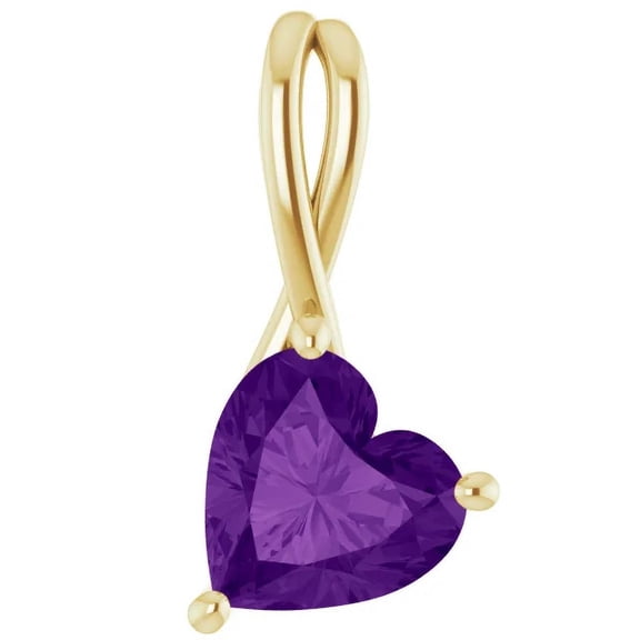Pompeii 2ct Amethyst Women's Heart Pendant in 14k Gold Necklace 6mm Tall (,)