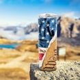 thumbnail image 3 of American Flag 30 oz Skinny Tumbler We The People Straight Stainless Steel Vacuum Insulated Travel Coffee Mug with Lid Straw Slim Water Cup, 3 of 4