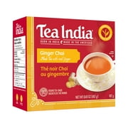 Tea India Ginger Chai Black Tea with Real Ginger Flavorful Blend Of Premium Black Tea, Ginger & Natural Ingredients Traditional Indian Caffeinated Tea 80 Round Tea bags