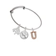 thumbnail image 2 of Delight Jewelry Rose Goldtone Crystal Initial - U - Silvertone Let Things Go Tree Charm Bangle Bracelet, 2 of 4