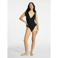 thumbnail image 3 of Time and Tru Women's and Women’s Plus Ribbed Plunge One-Piece Swimsuit, Sizes XS-3X, 3 of 5