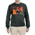 thumbnail image 2 of Cute Smiling Neon Pitbull Dog Breed Dog Lover Unisex Crewneck Graphic Sweatshirt, Heather Black, Large, 2 of 3