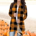 thumbnail image 2 of HBFAGFB Lightweight Cardigans for Women Simple Long Sleeve Plaid Jacket Versatile Long Coat Yellow Size M, 2 of 4