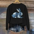 thumbnail image 5 of Heisall Women's Long Sleeve Sweatshirt Crew Neck Denim Bunny Print Loose Fit Casual Tops Soft Fleece Fall Winter Outfits, 5 of 5