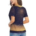 thumbnail image 3 of Vsdgher Gold Black Glitter Women Shirts V Neck Short Sleeve Tops T-Shirt Basic Tees, S to 3XLXX-Large, 3 of 5