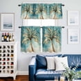 thumbnail image 2 of Abstract Coconut Tree Kitchen Curtains Valances and Tiers Set of 3 Retro Beach Tier Curtains and Valance with Rod Pocket for Small Windows, 27.5"x36", 2 of 9