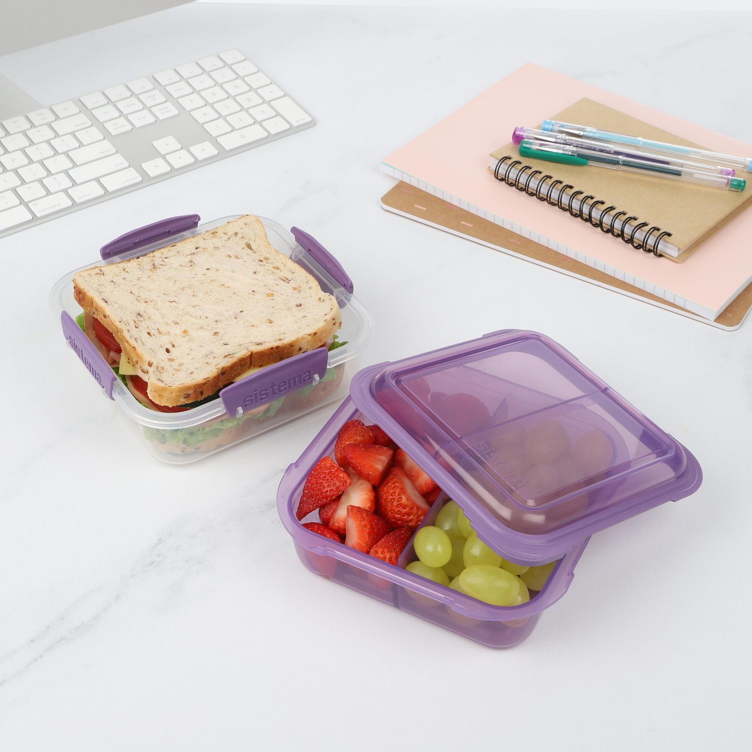 Sistema 1.24L Lunch Stack Square to Go Assorted Colours