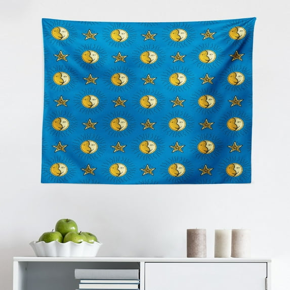 Geometric Tapestry, Drop-Shaped Curls and Half Circles Geometric Forms Contemporary Mosaic Pattern, Fabric Wall Hanging Decor for Bedroom Living Room Dorm, 2 Sizes, Multicolor, by Ambesonne