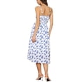 thumbnail image 3 of Vestido midi casual sin mangas de cuello cuadrado con flores y tirantes de espagueti para mujer, L azul, 3 of 6