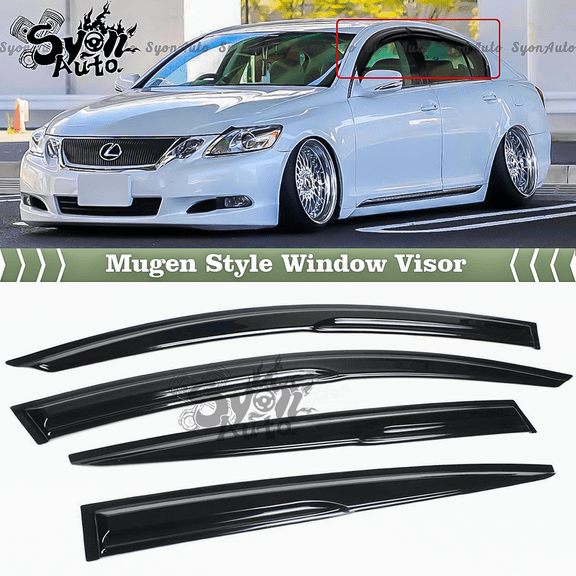 Fits 2006-2011 Lexus GS350 GS450 JDM Mugen Style Window Visor Rain Guard Deflector