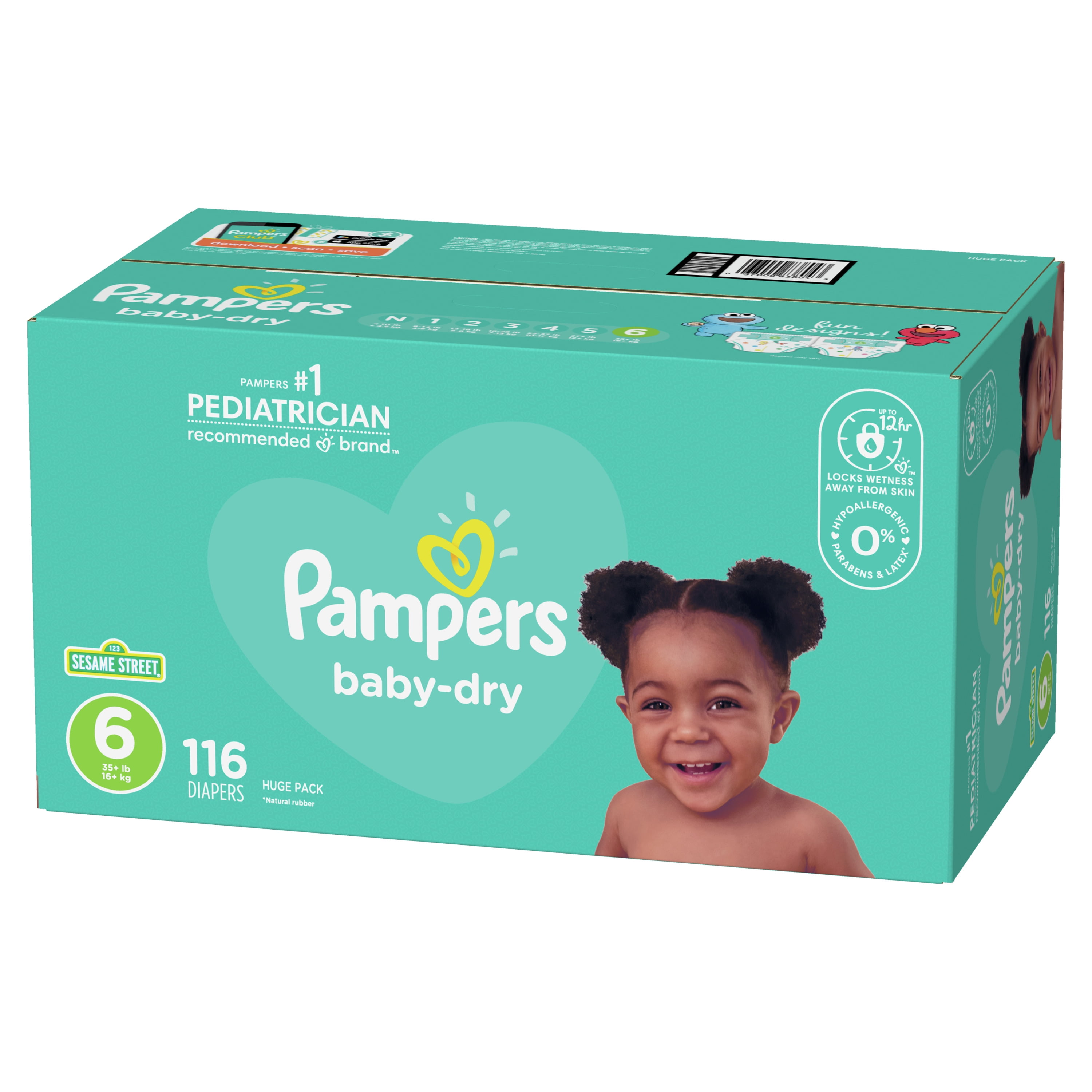 Pampers Baby-Dry Extra Protection Diapers, Size 6, 116 Count