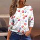 thumbnail image 5 of Tops de Cuello Redondo para Mujeres con Estampado de Carnaval, Blusa Casual de Manga 3/4 para Uso Diario, 5 of 7