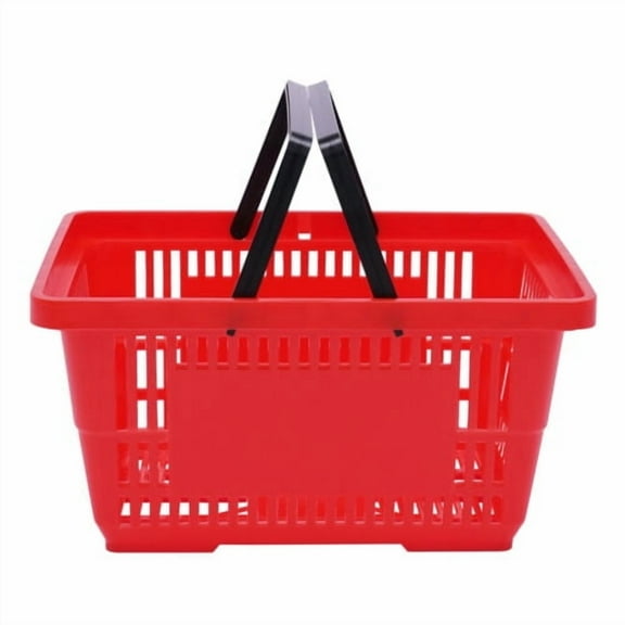 12 Pieces Red Plastic Shopping Baskets for Market Grocery Retail Store Supplies