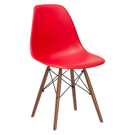 - Poly and Bark Vortex Side Chair Walnut Legs in red