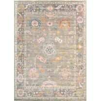 Pasargad Home Oushak 10' x 14' Hand-Knotted Wool Silver/Grey Rug - All Ages, Indoors
