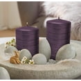 thumbnail image 3 of Hyoola, 2.75 x 5 Unscented Purple Brushed Metallic Rustic Pillar Candles, Paraffin Wax with Cotton Wicks, 6-Pack, 3 of 8