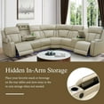 thumbnail image 2 of Power Recliner Sectional Sofa with LED Light, Breathing Leather Power Reclining Sofa, Sectional Reclining Couch with USB Port/Cup Holder/Storage for Living Room (Beige), 2 of 5