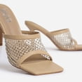 thumbnail image 5 of LuxeModa Koop Diamond Fishnet Square Peep Toe Stiletto Heel Slip On Slide Mule (Yellow, 9), 5 of 5