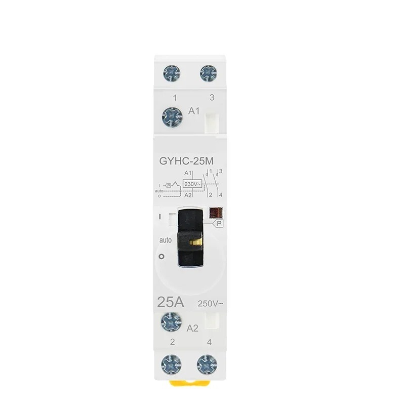 Manual Control Household Contactor Din Rail Type Modular Contactor 2P 16A 20A 25A 2NO or 2NC 220V