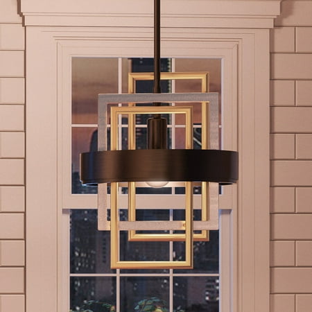 

Luxury Modern Indoor Pendant 14.625 H x 12 W with Industrial Style Elements Art Deco Design Midnight Black Finish UHP2781