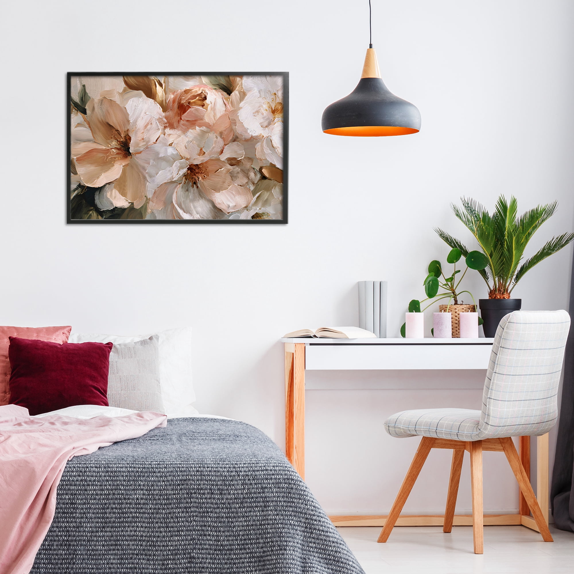 Stupell Industries Pink Brushstroke Petals Black Framed Giclee Art, design by Jacky Ngan