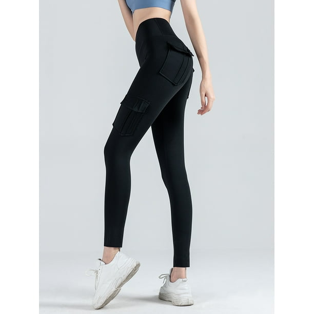 Women Leggings Cargo Pants High Waist Multi-Pocket Yoga Fitness Gym  Athletic Sportswear Solid Bodycon Pants