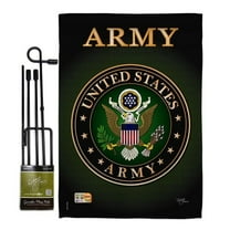 Breeze Decor BD-MI-GS-108055-IP-BO-D-US10-UA 13 x 18.5 in. Army Americana Military Impressions Decorative Vertical Double Sided Garden Flag Set with Banner Pole