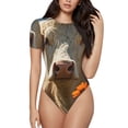 thumbnail image 1 of Balery Daisy Meadow Cow Body de cuello redondo de manga corta para mujer Tops de manga corta Tops básicos-XX-Large, 1 of 7