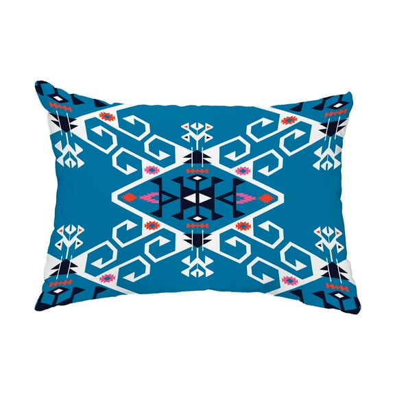 Simply Daisy, 14" x 20" Jodhpur Medallion Blue Decorative Abstract Outdoor Throw Pillow