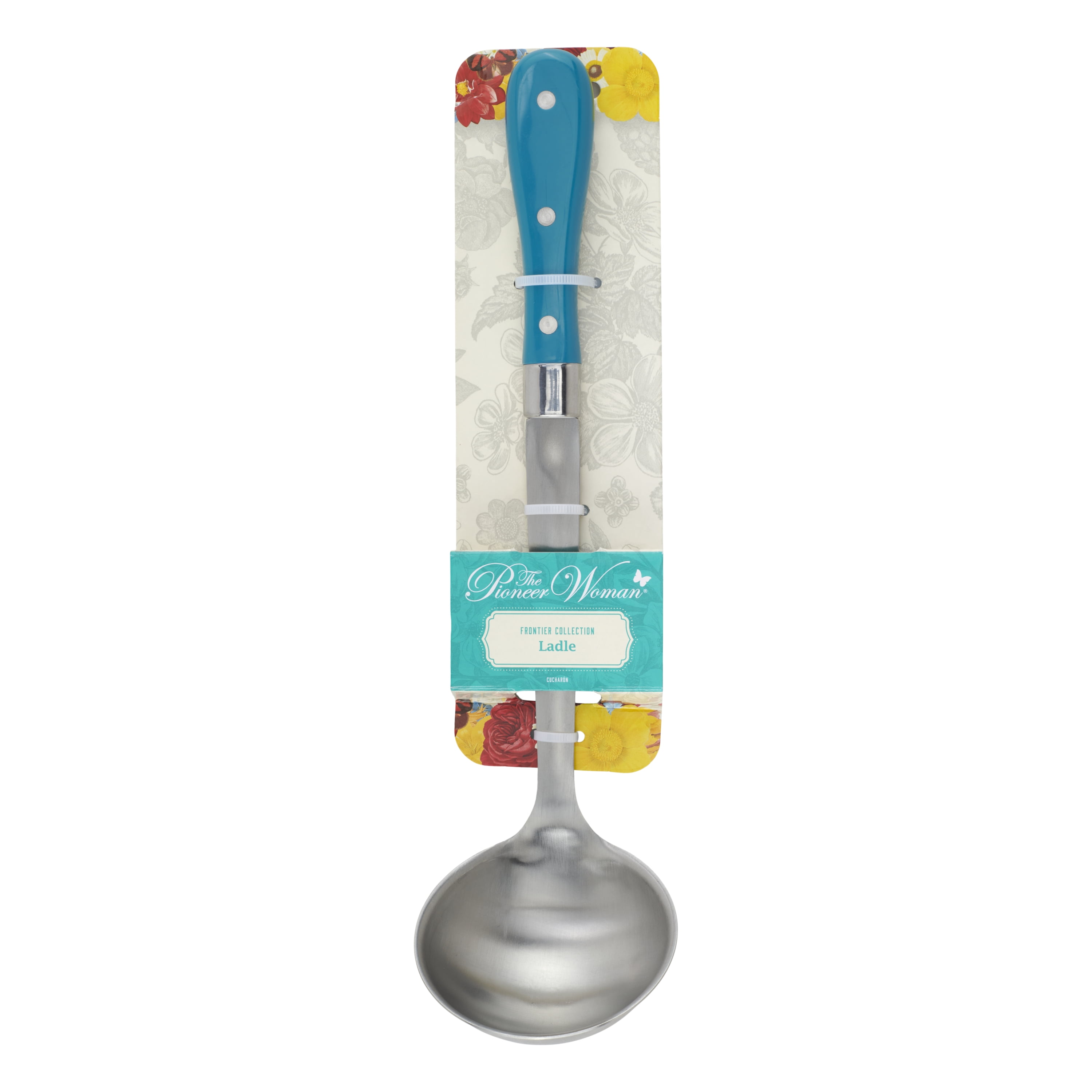 The Pioneer Woman Frontier Collection Stainless Steel Serving Ladle, Silver/Teal