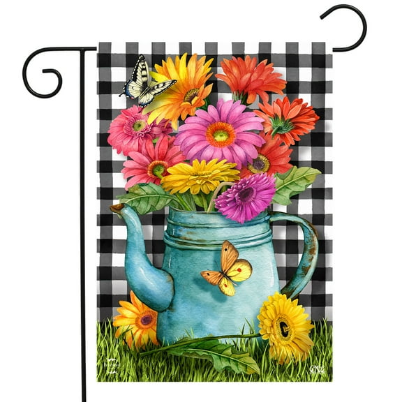 Briarwood Lane Gerber Daisy Watering Can Spring Garden Flag