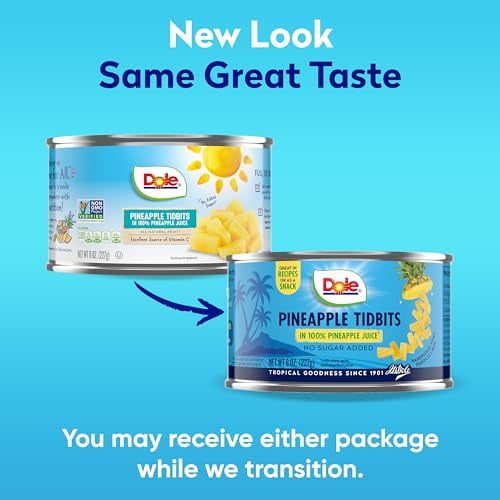 Dole Pineapple Tidbits in 100% Pineapple Juice (Pack of 12)