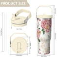 thumbnail image 4 of 30 Oz Tumbler with Handle and Straw Vacuum Insulated Travel Coffee Mug with Flip Straw and Top Handle Leak Resistant Coffee Mug Reusable Insulated Cup for Home Outdoors Flower Fall, 4 of 7