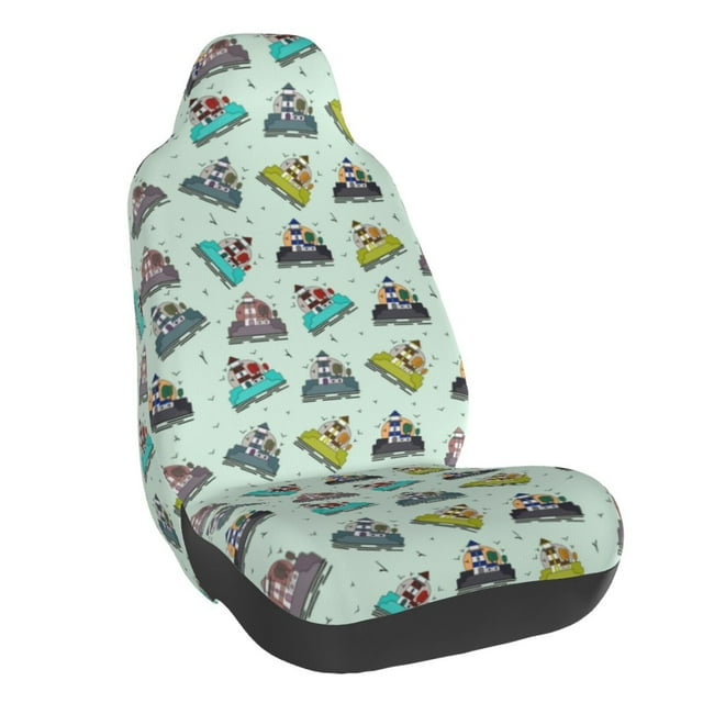 Wukai Lighthouse Full Set Car Seat Covers with Soft Padding Universal Auto Front Seats Protector and Cushion Mat