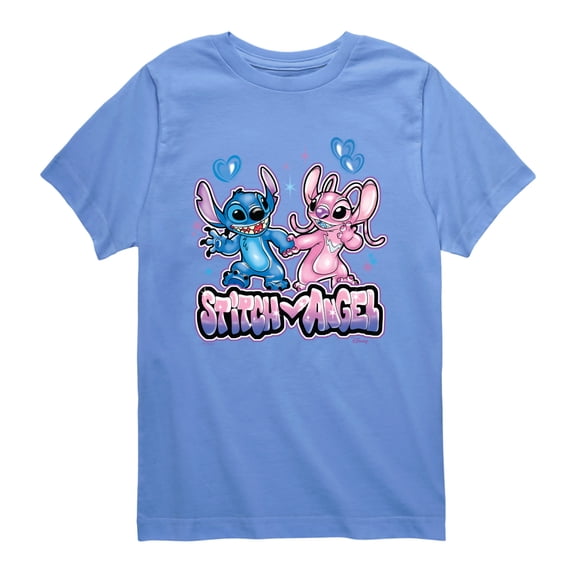 Lilo & Stitch - Stitch And Angel Graffiti - Youth Boys Short Sleeve Graphic T-Shirt