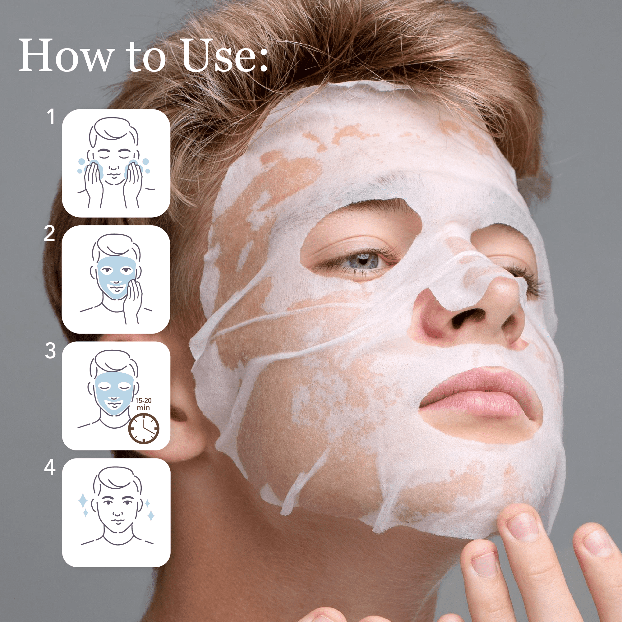 TADA Men 24PK Skin Care for Men, Face Masks Bulk, Korean Face Sheet Mask, Self Care Gifts Bulk (Green Tea & Centella)
