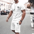 thumbnail image 2 of SHIXIAOO Men's Summer Tracksuit Plus Size Short Sleeve O Neck Athletic Suit Casual Color Block Drawstring Waist Tracksuit Set Suit Men Set Men Winter Track Suits, 2 of 6