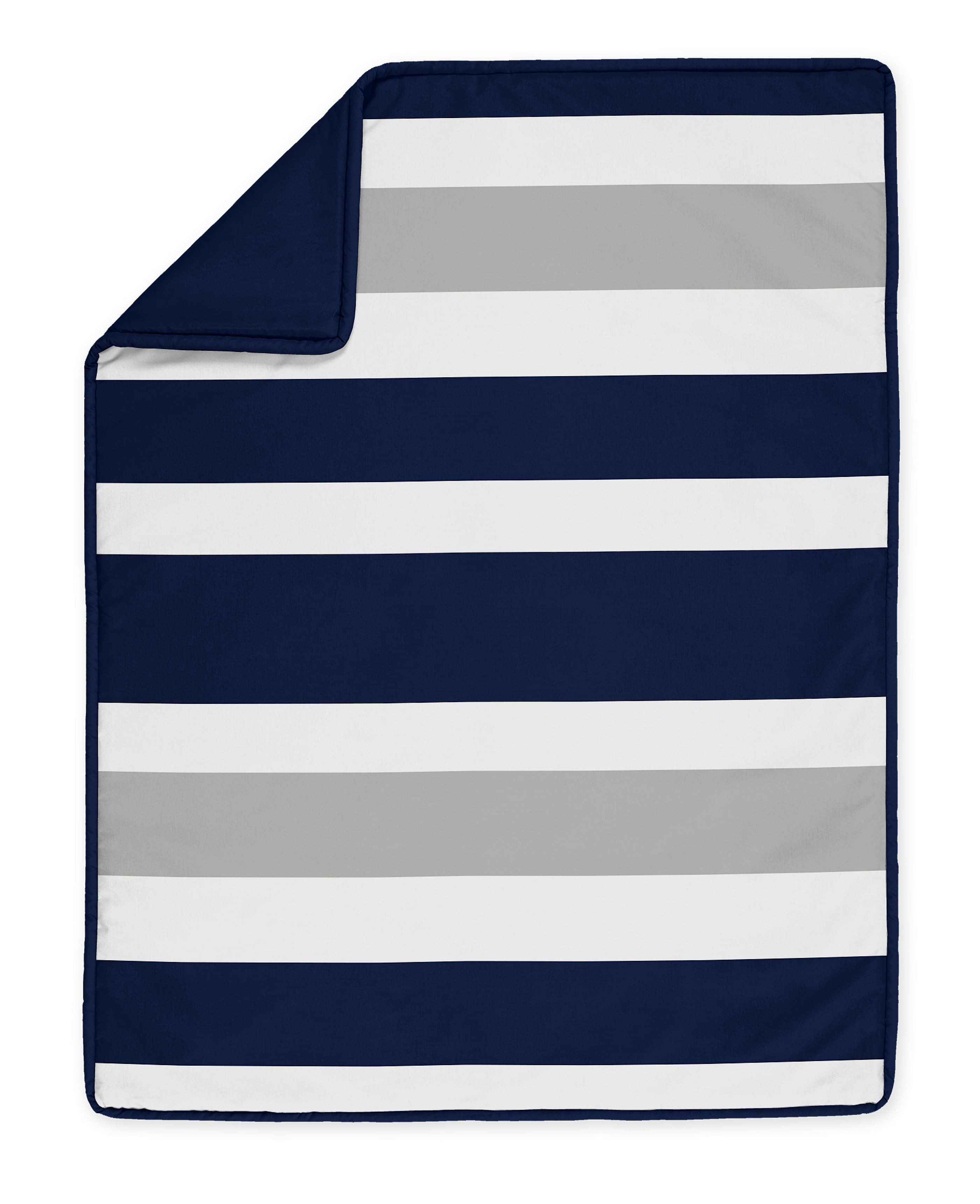 Stripe Navy and Gray 4 Piece Microfiber Crib Bedding Set by Sweet Jojo Designs