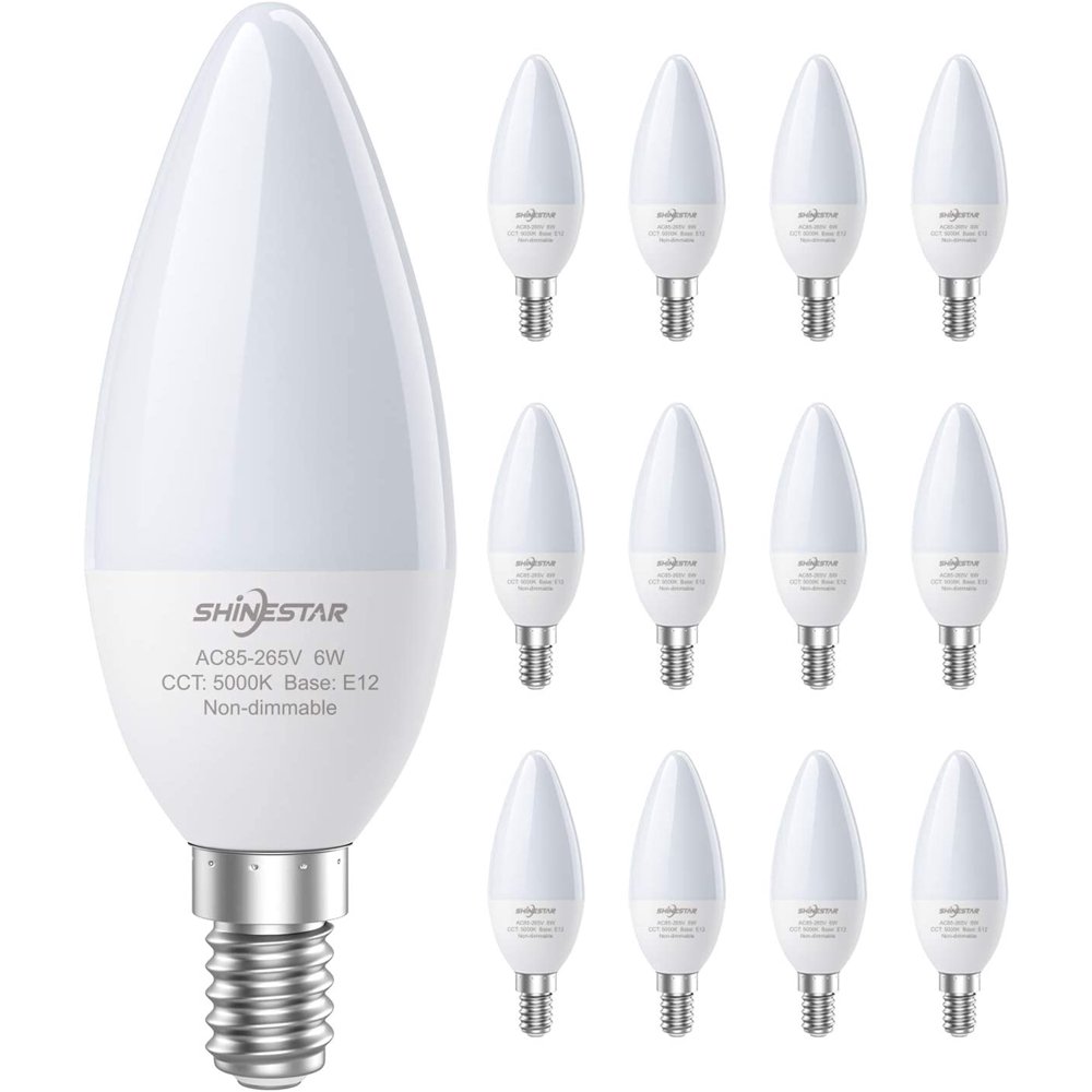 12-Pack E12 LED Ceiling Fan Light Bulbs 60 watt Equivalent 120v